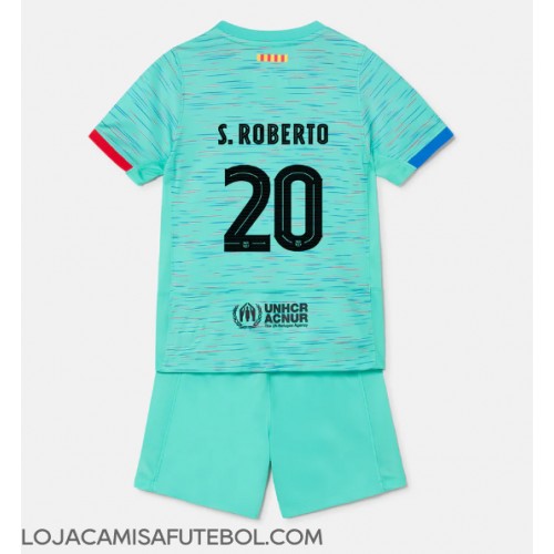 Camisa de Futebol Barcelona Sergi Roberto #20 Equipamento Alternativo Infantil 2023-24 Manga Curta (+ Calças curtas)